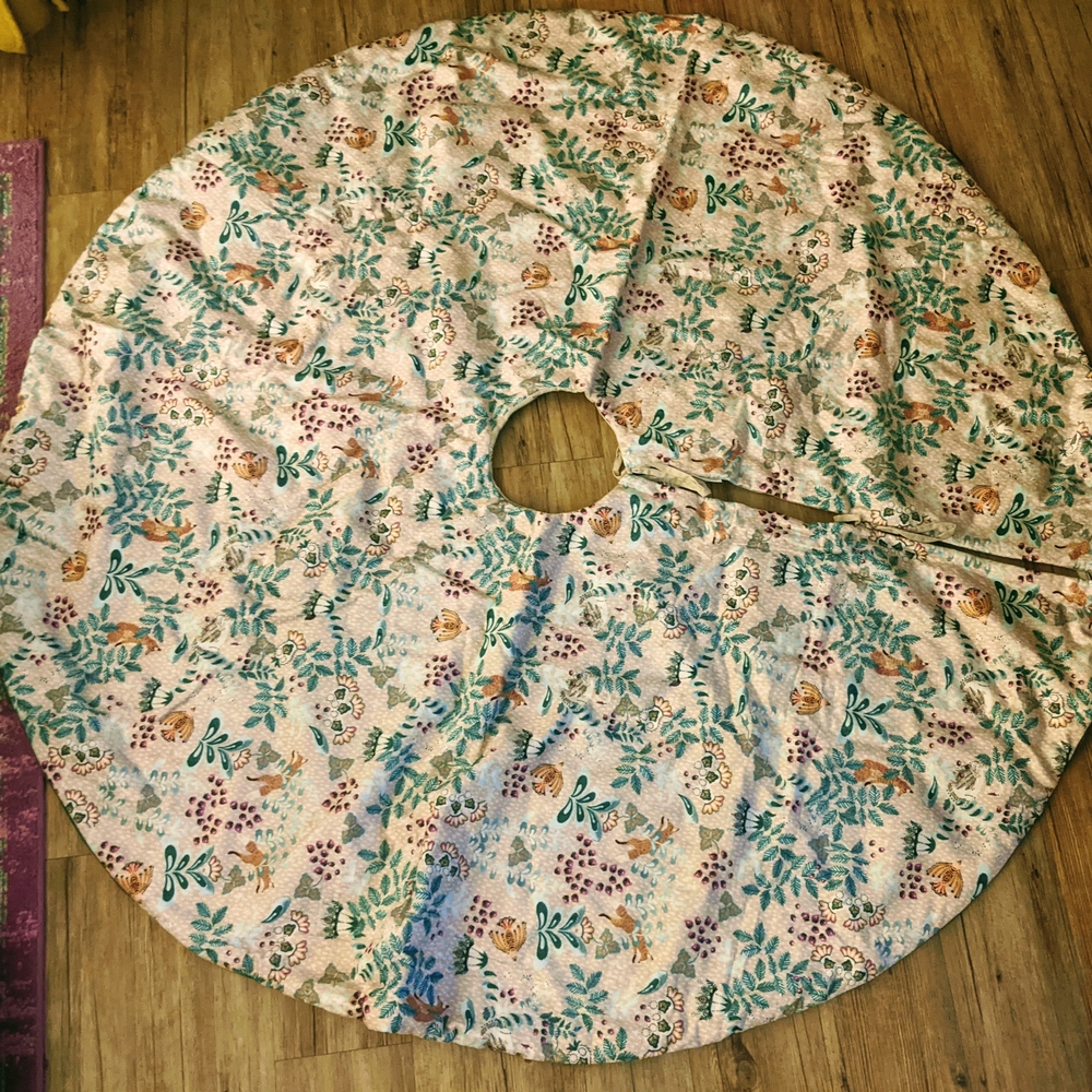Anthropologie Floral Tree Skirt with Woodland Animals